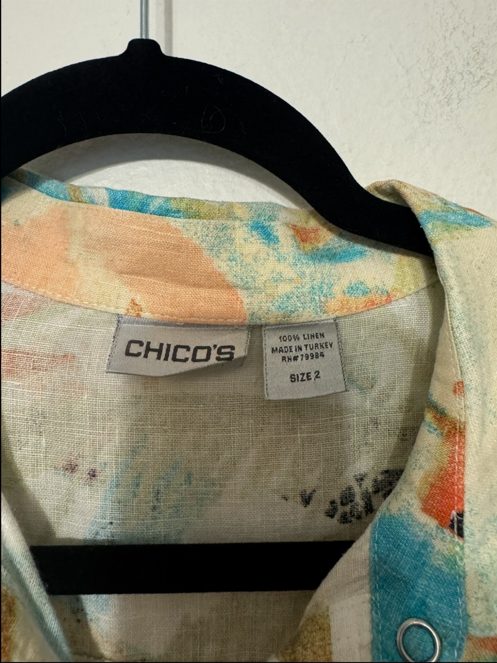 Chico's Womens Floral Tropical Long Sleeve Size 2 - Picture 4 of 7